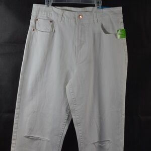 White Cropped Ripped Jeans SZ 12 George NWT